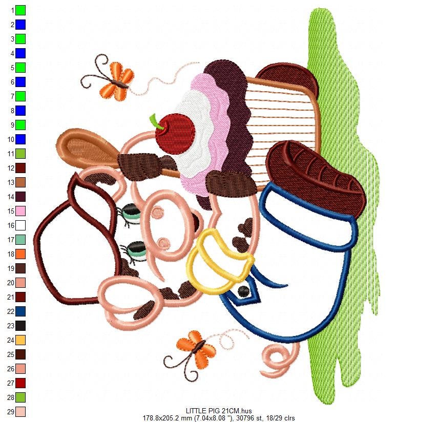 Pig embroidery design - Cooker embroidery designs machine embroidery pattern - Kitchen embroidery file - pig applique design download
