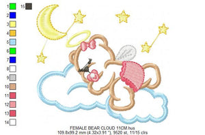 Bear embroidery designs - Teddy embroidery design machine embroidery pattern - baby girl embroidery file - boy kid embroidery bear sleeping