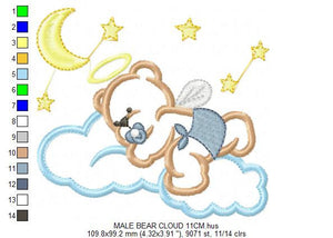 Bear embroidery designs - Teddy embroidery design machine embroidery pattern - baby girl embroidery file - boy kid embroidery bear sleeping