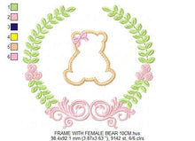 Load image into Gallery viewer, Bear with wreath embroidery design - Teddy embroidery design machine embroidery pattern - baby girl embroidery file - Boy applique design
