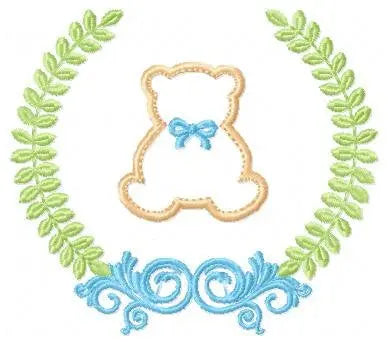 Bear with wreath embroidery design - Teddy Bear with laurel frame machine embroidery pattern - baby girl and boy file - Instant download pes Marcia Embroidery
