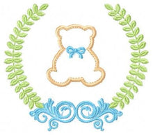 Load image into Gallery viewer, Bear with wreath embroidery design - Teddy embroidery design machine embroidery pattern - baby girl embroidery file - Boy applique design
