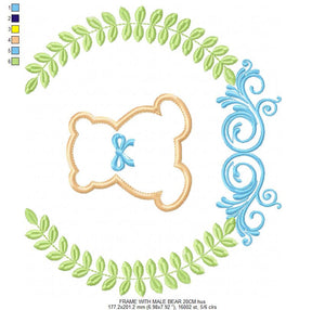 Bear with wreath embroidery design - Teddy embroidery design machine embroidery pattern - baby girl embroidery file - Boy applique design