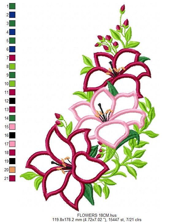 Flowers embroidery designs - Flower embroidery design machine embroidery pattern - rose embroidery file - flower applique design floral Marcia Embroidery