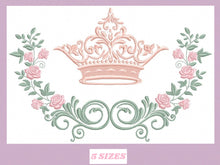 Load image into Gallery viewer, Crown embroidery designs - Laurel Wreath with Crown embroidery design machine embroidery pattern - newborn embroidery file crown design
