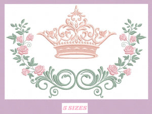 Crown embroidery designs - Laurel Wreath with Crown embroidery design machine embroidery pattern - newborn embroidery file crown design