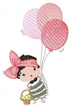 Load image into Gallery viewer, Baby girl embroidery designs - Fairy embroidery design machine embroidery pattern - girl with balloon embroidery file - toddler embroidery
