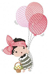 Baby girl embroidery designs - Fairy embroidery design machine embroidery pattern - girl with balloon embroidery file - toddler embroidery