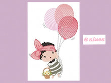 Load image into Gallery viewer, Baby girl embroidery designs - Fairy embroidery design machine embroidery pattern - girl with balloon embroidery file - toddler embroidery
