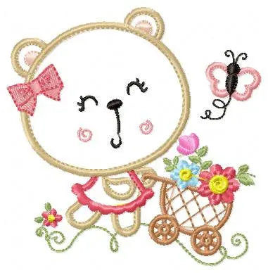 Bear embroidery designs - Delicate Bear embroidery design machine embroidery pattern - Mama bear with flowers - Bear applique design pes hus Marcia Embroidery