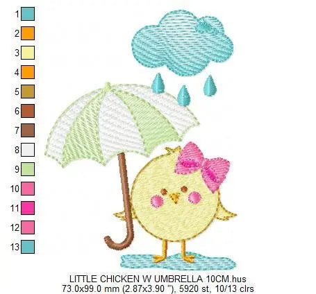 Chick embroidery designs - Chicken embroidery design machine embroidery pattern - instant digital download - baby girl embroidery file rain Marcia Embroidery