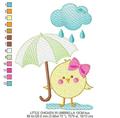 Chick embroidery designs - Chicken embroidery design machine embroidery pattern - instant digital download - baby girl embroidery file rain Marcia Embroidery