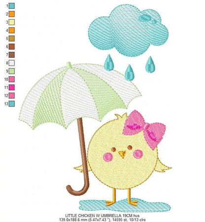 Chick embroidery designs - Chicken embroidery design machine embroidery pattern - instant digital download - baby girl embroidery file rain Marcia Embroidery