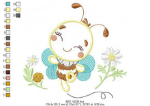 Load image into Gallery viewer, Bee embroidery design - Bees embroidery designs machine embroidery pattern - Baby girl embroidery file - honey bee applique design newborn
