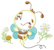 Load image into Gallery viewer, Bee embroidery design - Bees embroidery designs machine embroidery pattern - Baby girl embroidery file - honey bee applique design newborn
