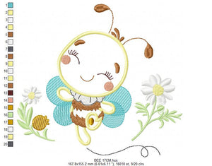 Bee embroidery design - Bees embroidery designs machine embroidery pattern - Baby girl embroidery file - honey bee applique design newborn