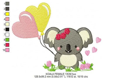 Koala Bear embroidery design - Koalas with balloon embroidery designs machine embroidery pattern - Animal embroidery file - instant download Marcia Embroidery