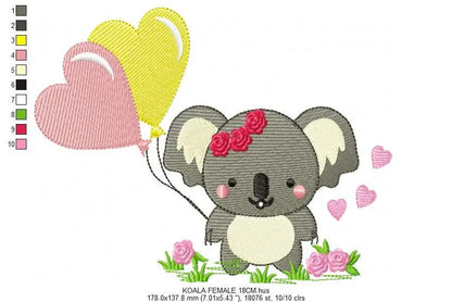 Koala Bear embroidery design - Koalas with balloon embroidery designs machine embroidery pattern - Animal embroidery file - instant download Marcia Embroidery