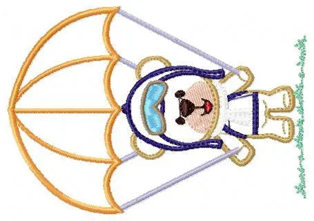 Skydiver embroidery designs - Bear with parachute embroidery design machine embroidery pattern - Teddy bear embroidery Pilot Bear boy design Marcia Embroidery