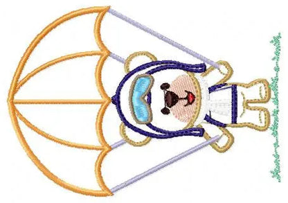 Skydiver embroidery designs - Bear with parachute embroidery design machine embroidery pattern - Teddy bear embroidery Pilot Bear boy design Marcia Embroidery