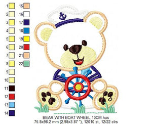 Bear embroidery designs - Teddy embroidery design machine embroidery pattern - Sailor bear embroidery - Nautical applique design Teddy bear