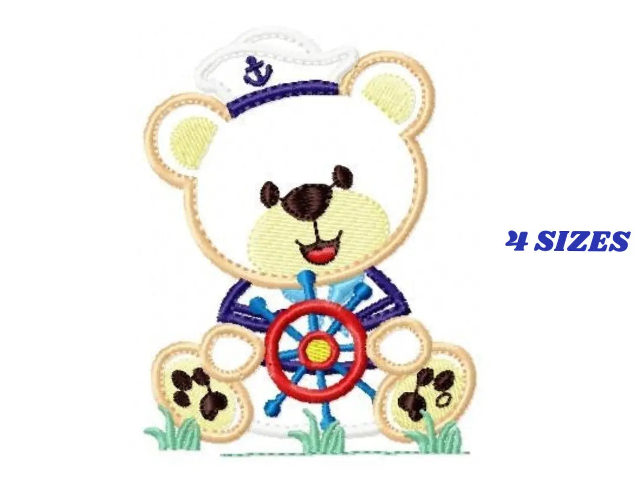 Sailor Bear embroidery design - Teddy machine embroidery pattern - Sailor bear applique design - Bear with cap and rudder - Instant download Marcia Embroidery