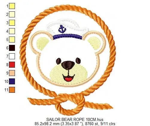 Bear embroidery designs - Baby boy embroidery design machine embroidery pattern - Sailor bear design sailor applique design - Teddy bear boy Marcia Embroidery