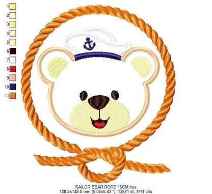 Bear embroidery designs - Baby boy embroidery design machine embroidery pattern - Sailor bear design sailor applique design - Teddy bear boy Marcia Embroidery