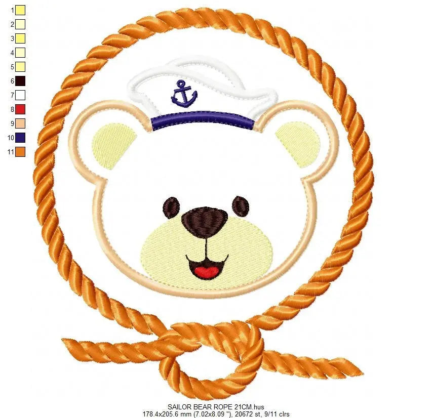Bear embroidery designs - Baby boy embroidery design machine embroidery pattern - Sailor bear design sailor applique design - Teddy bear boy Marcia Embroidery