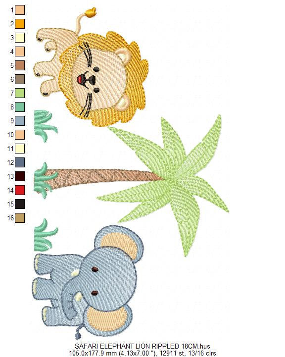 Safari embroidery designs - Animals embroidery design machine embroidery pattern - Lion embroidery file elephant embroidery for boys blanket
