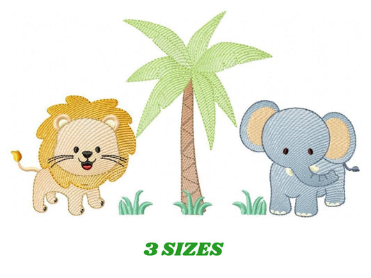Safari embroidery designs - Animals embroidery design machine embroidery pattern - Lion embroidery file elephant embroidery for boys blanket
