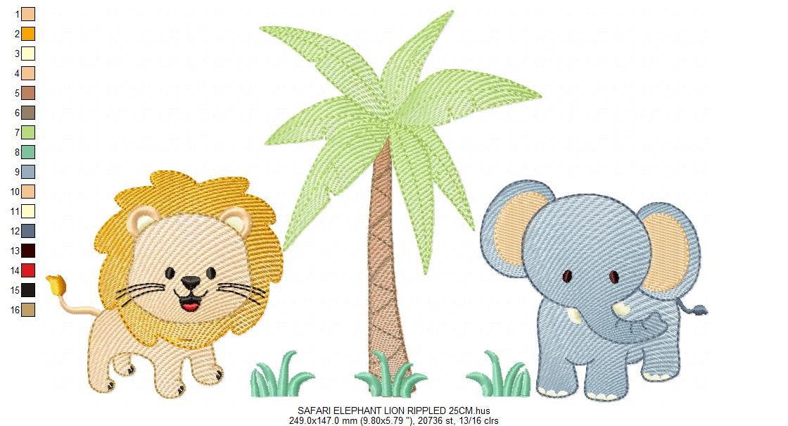 Safari embroidery designs - Animals embroidery design machine embroidery pattern - Lion embroidery file elephant embroidery for boys blanket