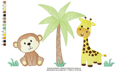 Safari embroidery designs - Animals embroidery design machine embroidery pattern - Giraffe embroidery monkey embroidery - digital download
