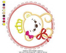 Load image into Gallery viewer, Bear embroidery designs - Teddy embroidery design machine embroidery pattern - baby girl embroidery file - King Bear applique design Frame
