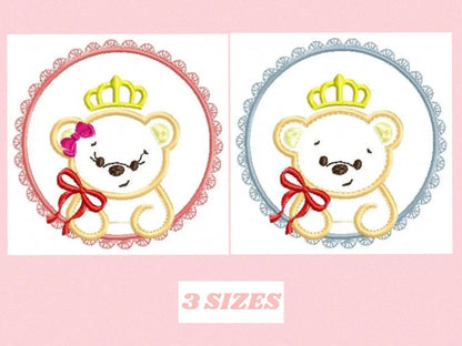 Bear embroidery designs - Teddy embroidery design machine embroidery pattern - baby girl embroidery file - King Bear applique design Frame Marcia Embroidery