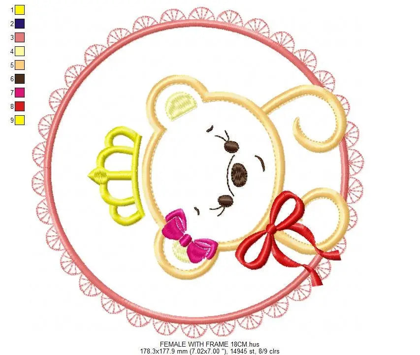 Bear embroidery designs - Teddy embroidery design machine embroidery pattern - baby girl embroidery file - King Bear applique design Frame Marcia Embroidery