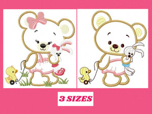 Bear embroidery designs - Teddy embroidery design machine embroidery pattern - baby boy embroidery file - Teddy Bear applique design girl