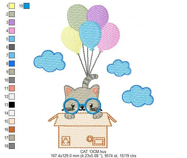Cat embroidery design - Animal embroidery designs machine embroidery pattern - Kitty embroidery file - baby girl applique design download Marcia Embroidery