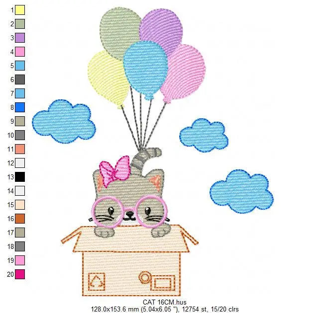 Cat embroidery design - Animal embroidery designs machine embroidery pattern - Kitty embroidery file - baby girl applique design download Marcia Embroidery