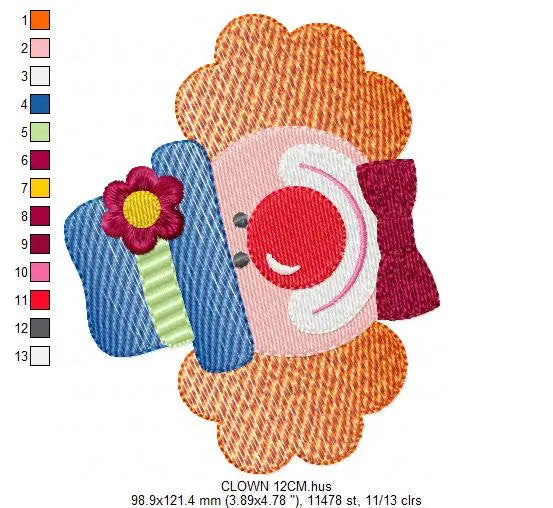 Circus Clown embroidery designs - Clown with funny hat machine embroidery pattern - Baby Boy file - Instant digital download pes jef dst hus Marcia Embroidery