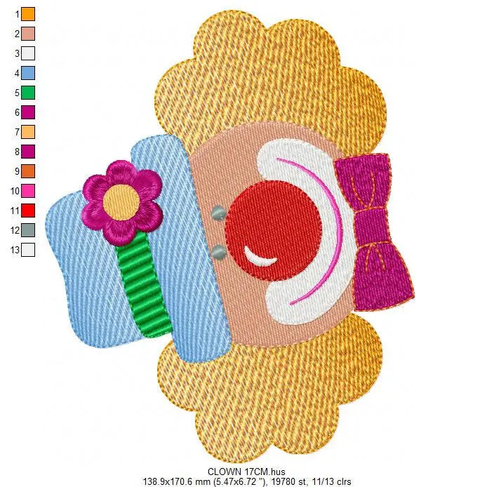 Circus Clown embroidery designs - Clown with funny hat machine embroidery pattern - Baby Boy file - Instant digital download pes jef dst hus Marcia Embroidery