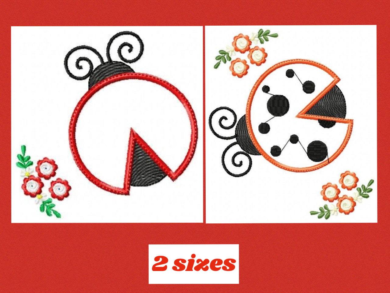 Ladybug embroidery designs - Garden animal insect machine embroidery pattern - Ladybug applique design - Instant download pes jef dst vp3