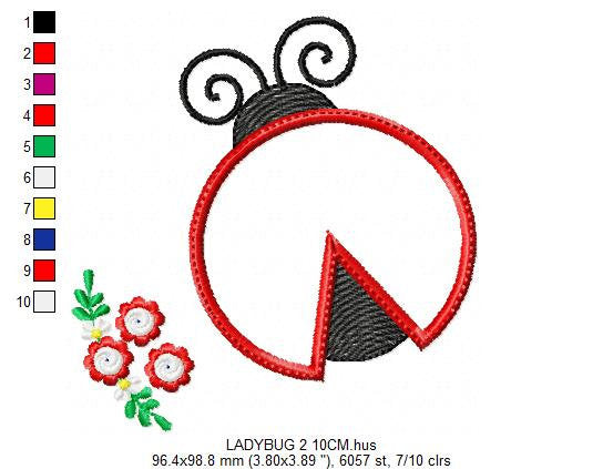 Ladybug embroidery designs - Garden animal insect machine embroidery pattern - Ladybug applique design - Instant download pes jef dst vp3