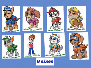 Paw Patrol embroidery designs - Dog embroidery design machine embroidery pattern - Zuma Chase Rubble Skye Marshall Everest Ryder Rocky