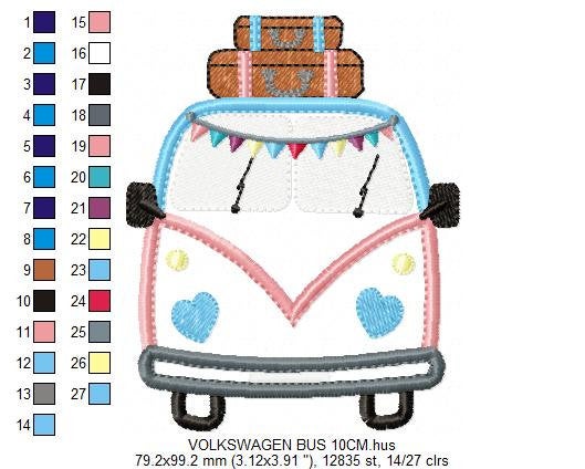 Kombi embroidery designs - Vehicle Van machine embroidery pattern - Automobile Kombi applique - Instant digital download pes jef dst hus vp3