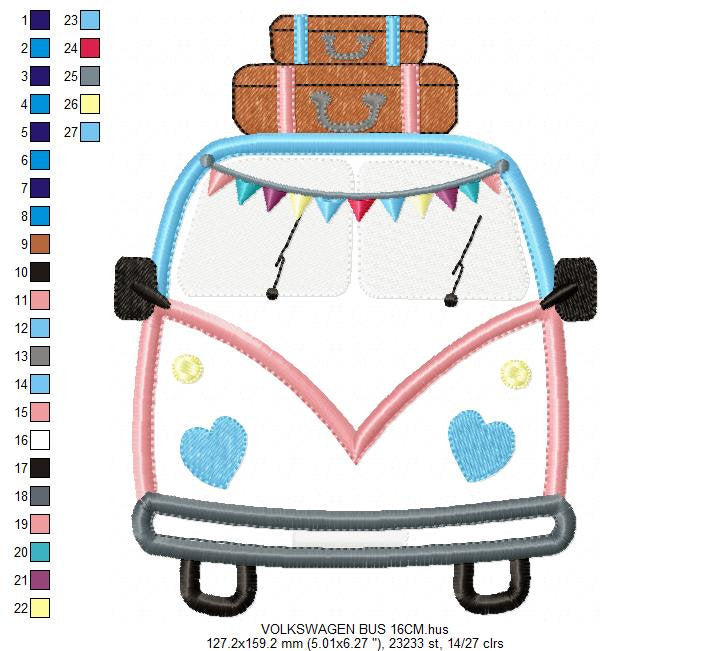 Kombi embroidery designs - Vehicle Van machine embroidery pattern - Automobile Kombi applique - Instant digital download pes jef dst hus vp3