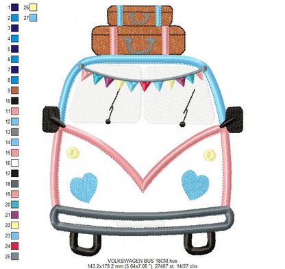 Kombi embroidery designs - Vehicle Van machine embroidery pattern - Automobile Kombi applique - Instant digital download pes jef dst hus vp3