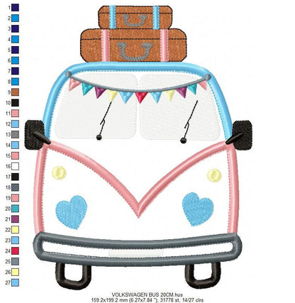 Kombi embroidery designs - Vehicle Van machine embroidery pattern - Automobile Kombi applique - Instant digital download pes jef dst hus vp3