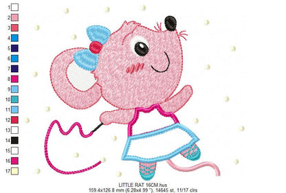 Mouse embroidery design - Rat embroidery designs machine embroidery pattern - animal embroidery file - girl embroidery mouse design download