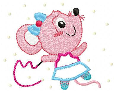 Mouse embroidery design - Rat embroidery designs machine embroidery pattern - animal embroidery file - girl embroidery mouse design download